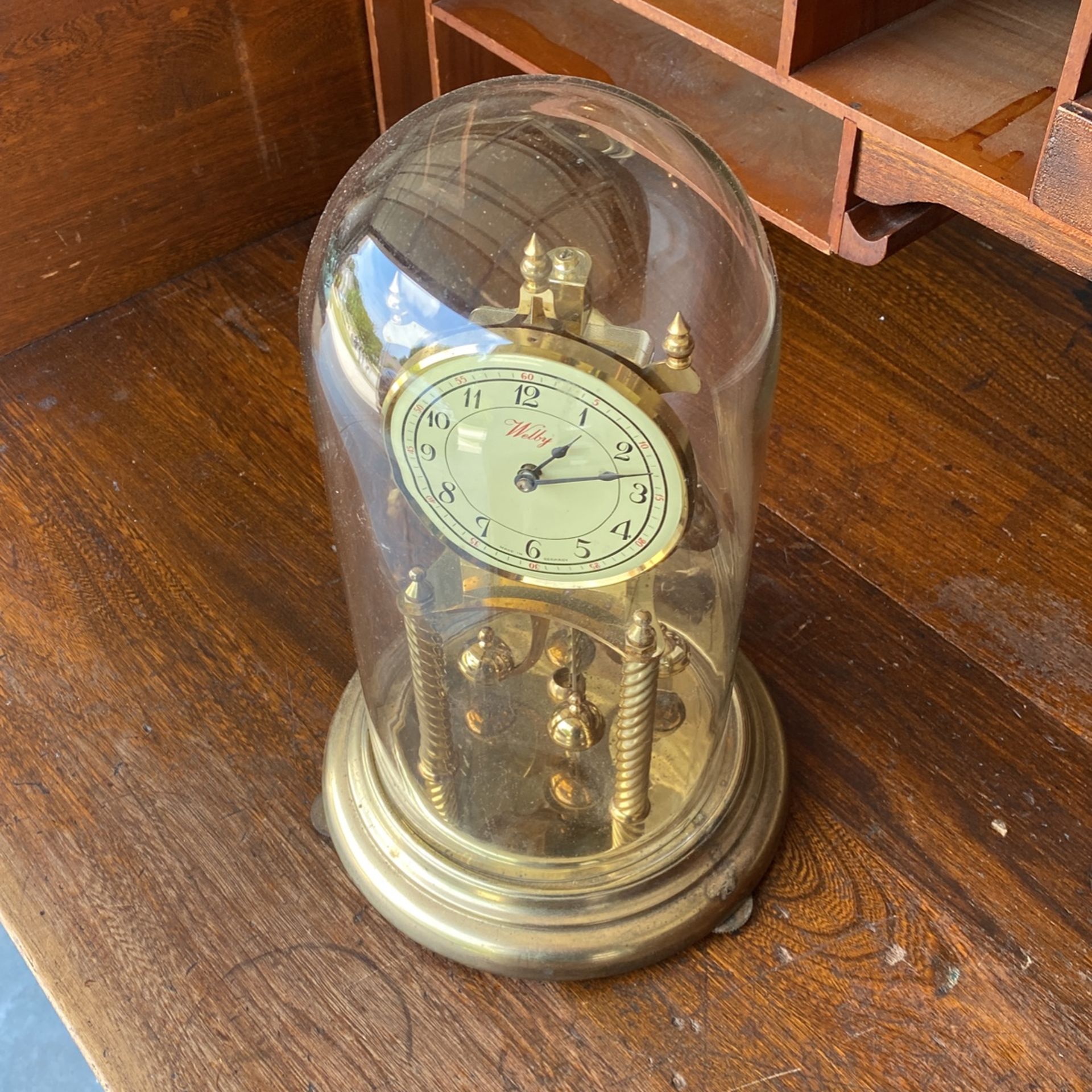 Antique Clock With Glass Dome Welby Made In Germany