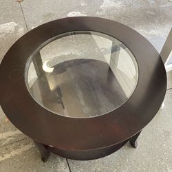 Round Wood And Glass Coffee Table