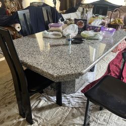 Granite Kitchen Table 67x45 Gray Speckled Dining Room Furniture