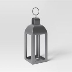22” Aluminum Outdoor Lantern Candle Holder Dark Silver - Smith & Hawken