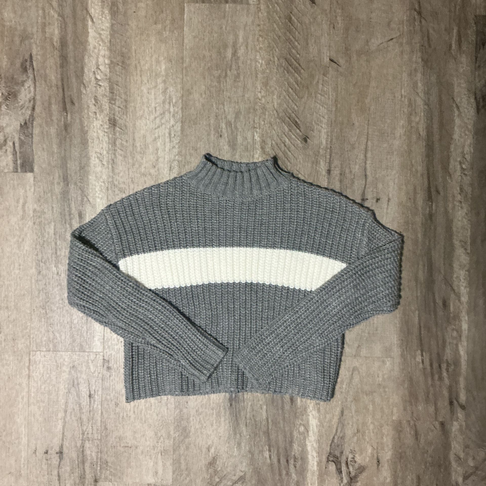 Grey and white knit sweater