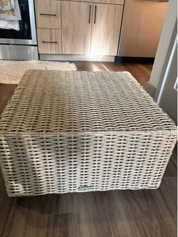 vintage Pier 1 Imports square wicker ottoman