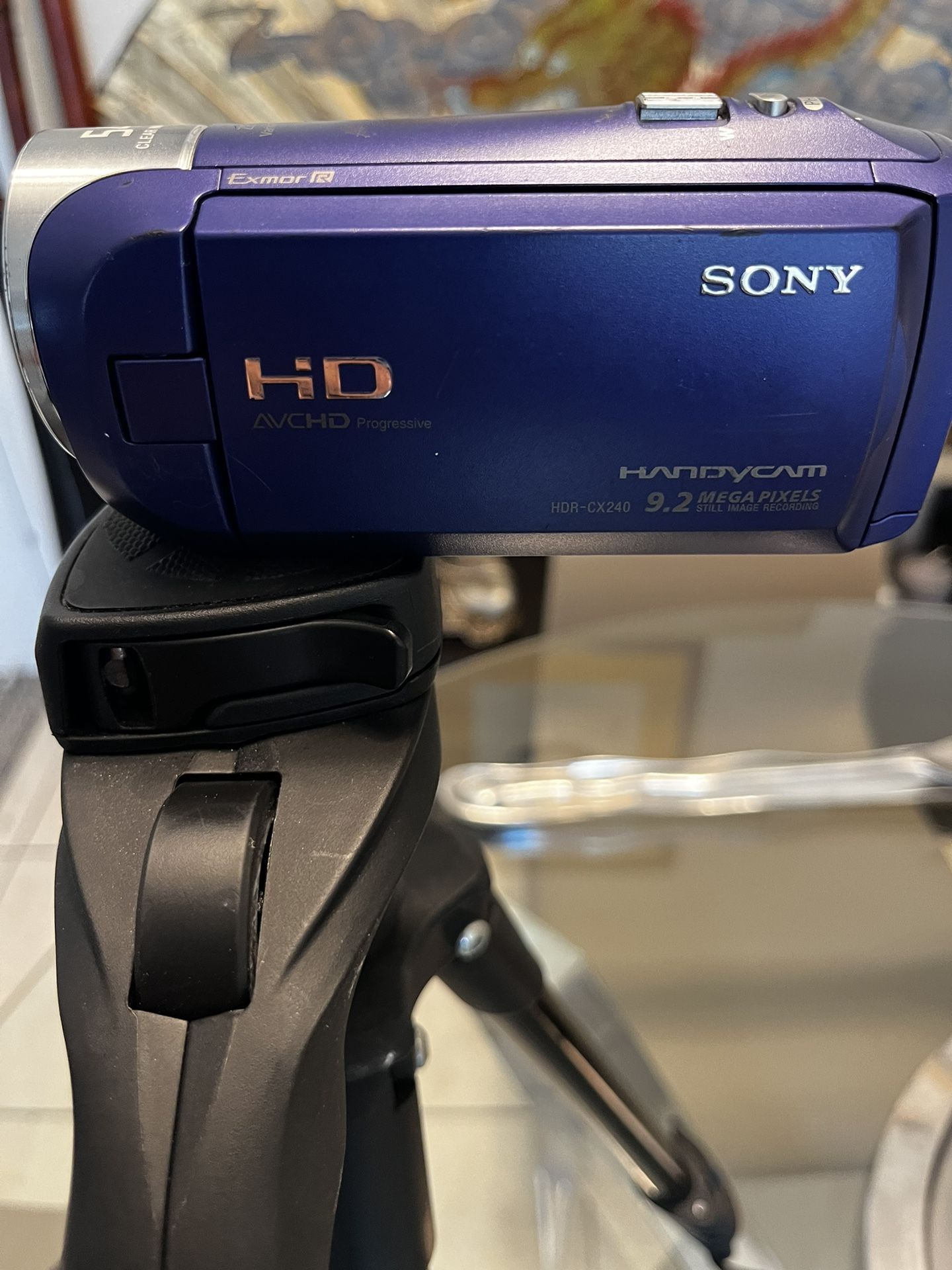 Sony Handycam HDR-CX240 w /2 SD cards 2 batteries m, And USB/Wall Plug & Manfrotto Compact Action Tripod $180  OBO/ Delivery & Shipping Available 