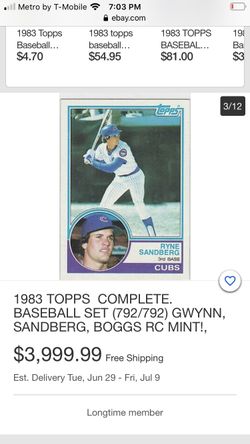 1983 Topps Full Set (Baseball) Nolan Ryan,cal Ripkin ..