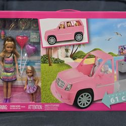 Barbie Doll and Pink Transforming Limo with all 3 Sisters Rare NEW