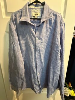 Joseph Abboud Blue Linen Button-Down Shirt