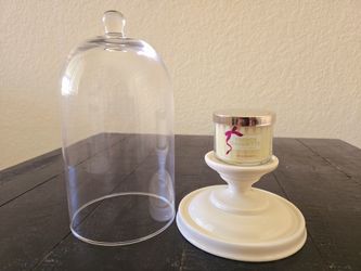 EXCELLENT CONDITION SUPER RARE MINI CANDLE CLOCHE FROM BATH AND BODY WORKS WHITE BARN CANDLE COMPANY