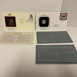Stamps Collectors. 1918 Air Mail First Day Issue 22kt Gold Replica .24 Cent & 1994 Buffalo Soldiers Honor Gold 22kt Replica Stamp 1st Day Cover