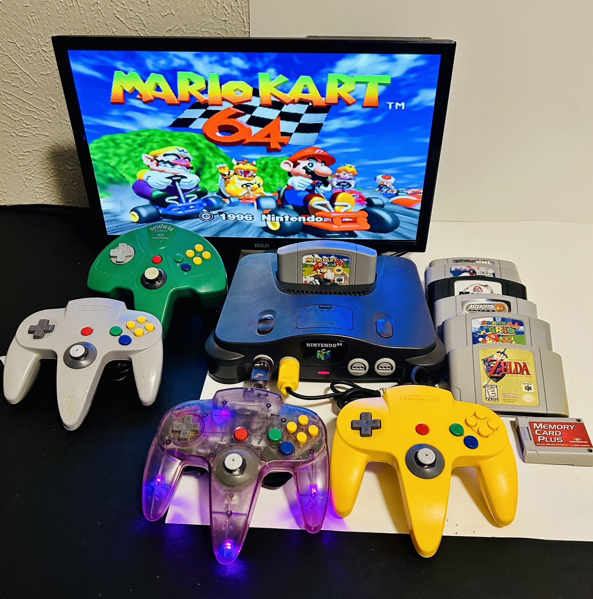Nintendo N64 Big Bundle 4 Controllers & Mario Zelda 