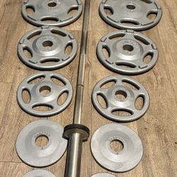 Hampton Olympic Weight Plates Full Set (45s to 2.5s) In New Condition (reconditioned) Plus Hampton 6ft Bar. Total: 283 lbs.