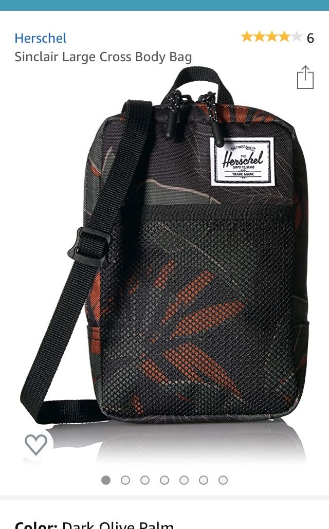 New-Herschel supply company “Sinclair”style Cross body bag and dark olive palm design