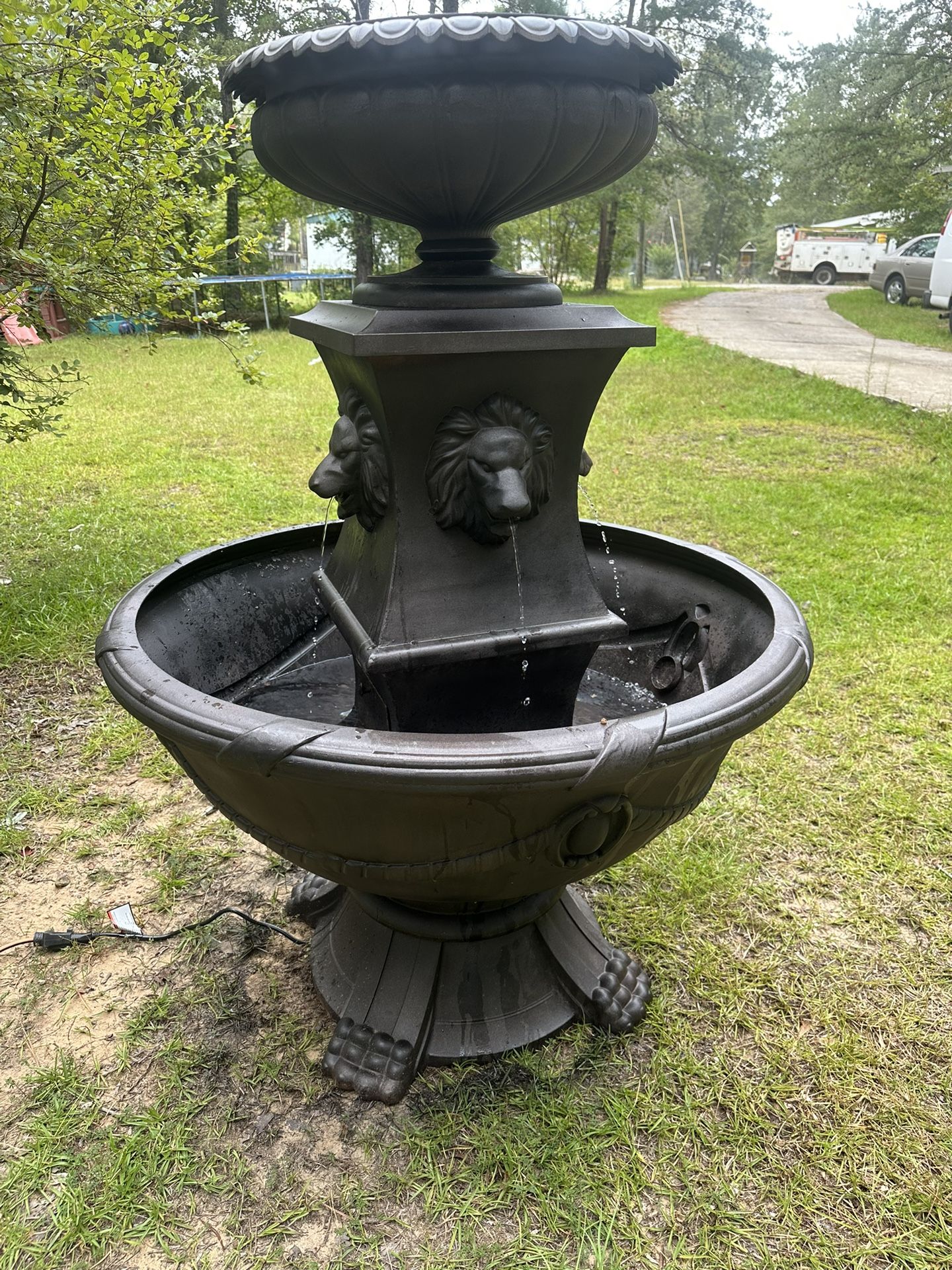 Metal Water Fountain. New Pump. Stands Nearly 5’. Best Offer Gets It.