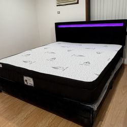King Led Bed Frame-Mattress Included El Paquete Completo