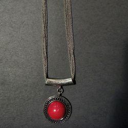 Chained Red Pendant Necklace