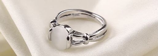 Classic Moonstone Silver Ring Silver 6-10