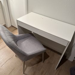 White Desk / Vanity And Chair 