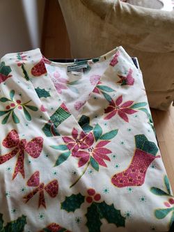 Christmas medical scrub top