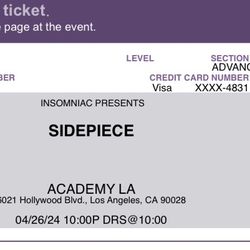 Sidepiece concert tickets 