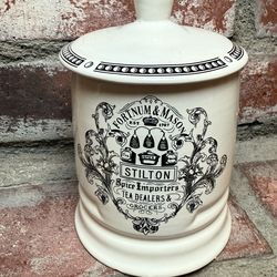 Vintage Fortnum & Mason London Porcelain Biscuit Tea Stilton Cheese Storage Jar