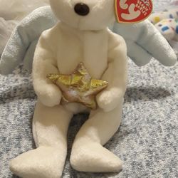 2002 Star White Angel Bear Ty Beanie