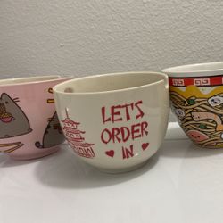3 Ramen bowls And a Soy sauce Dipping Bowl