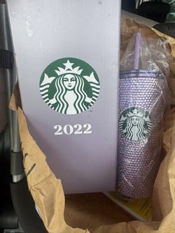 Purple rhinestone Over Seas Starbucks Cup
