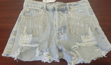Rhinestone Demin Shorts: size S