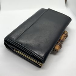 GUCCI BAMBOO vintage/Y2K/00s black leather wallet