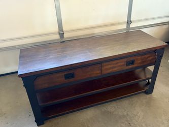 Industrial Wood & Metal Console Table with Drawers