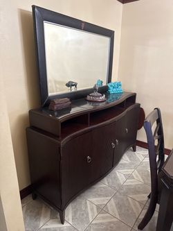 Solid wood cabinet with mirror