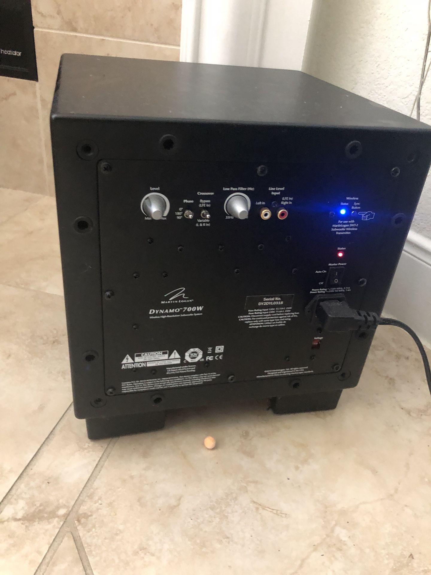 Subwoofer wireless Dynamo 700w Martin Logan