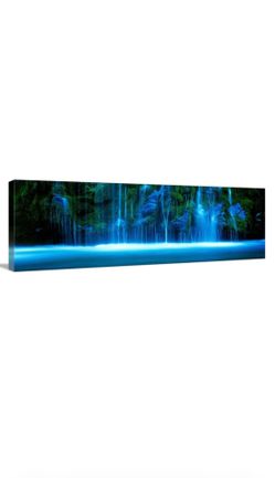 NEW large 90"x 30" tropical waterfall canvas wall art picture