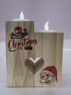 Handmade Christmas Decor/Gifts/ Wooden heart tealight candle holder 