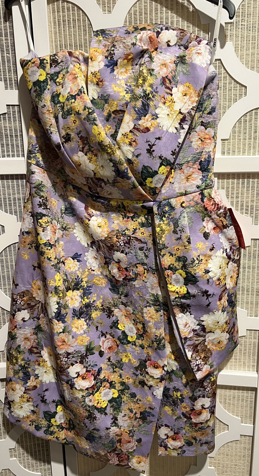 New Strapless Purple Flower Dress, US 8