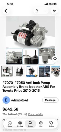 2010-2015 Toyota Prius Anti Lock ABS Brake Booster Pump Assembly 47070-47060 Generic