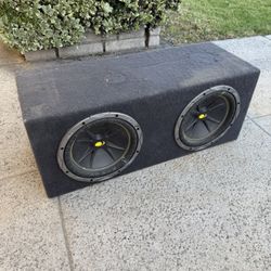 Dual Kicker 10” Subwoofers In Box Black
