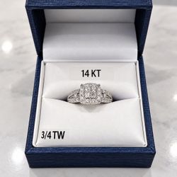 14K Gold Engagement Ring – 3/4 CTW Diamonds – Size 7