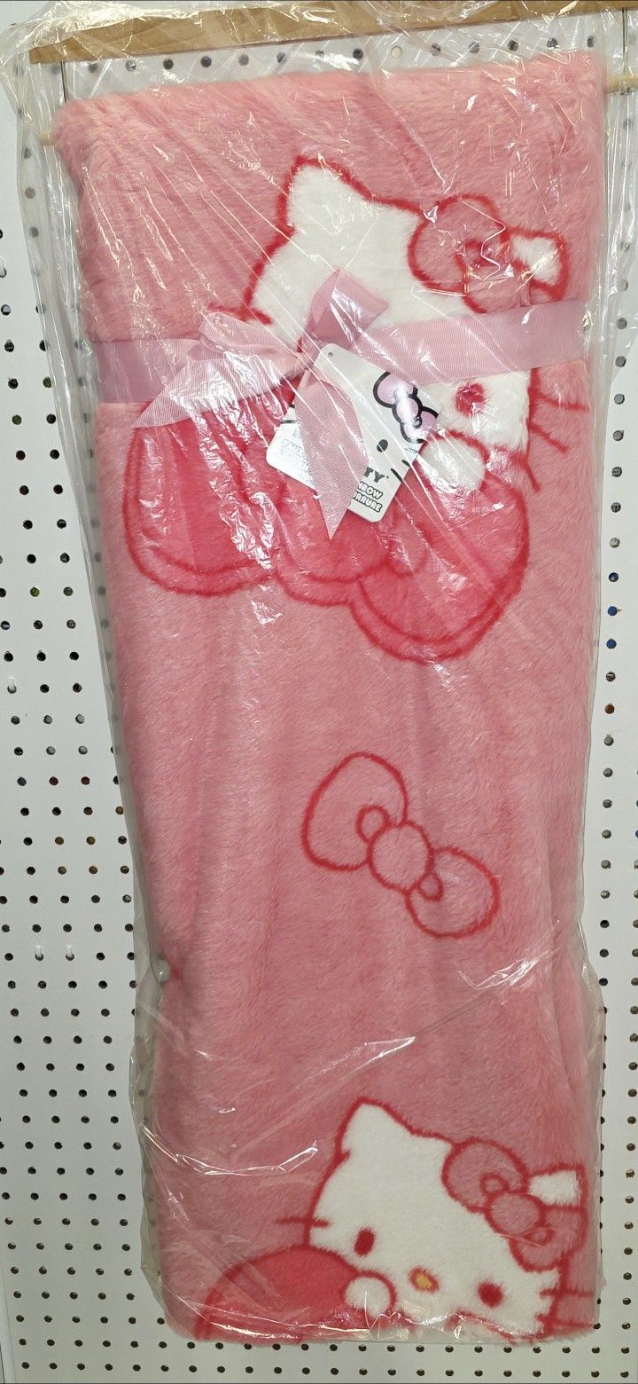New hello kitty pink bow faux fur throw blanket 50X70” TikTok viral