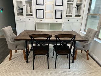 Dining table set 6-piece set includes 1 table, 1 bench and 4 chairs