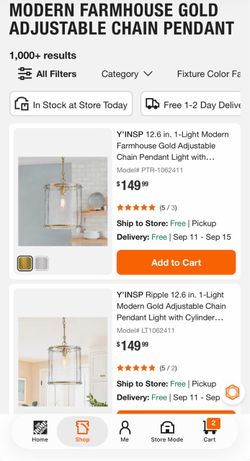 Modern Farmhouse Gold Adjustable Chain Pendant Light