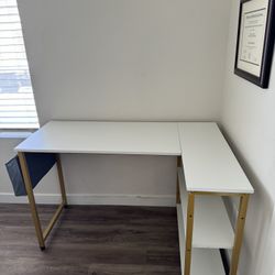 White Corner Office Desk