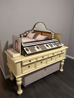 Vintage Cream Dresser with Hollywood Vanity Mirror