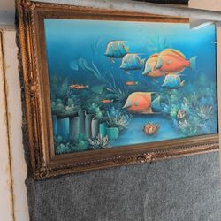 Fish Picture With Golden Frame