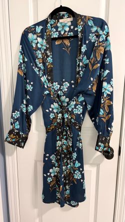 Satin Blue Floral Wrap by Loft