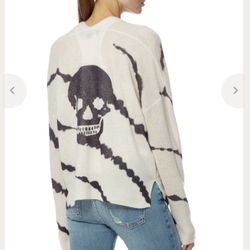 360 Cashmere Alexina Sweater in White/ Charcoal  Avail size :S, M