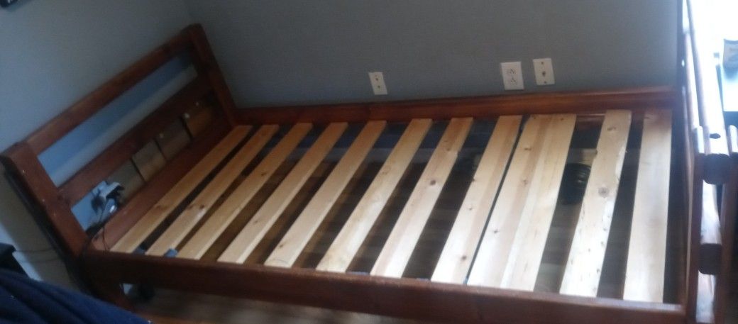 Twin size real wood bed frame only