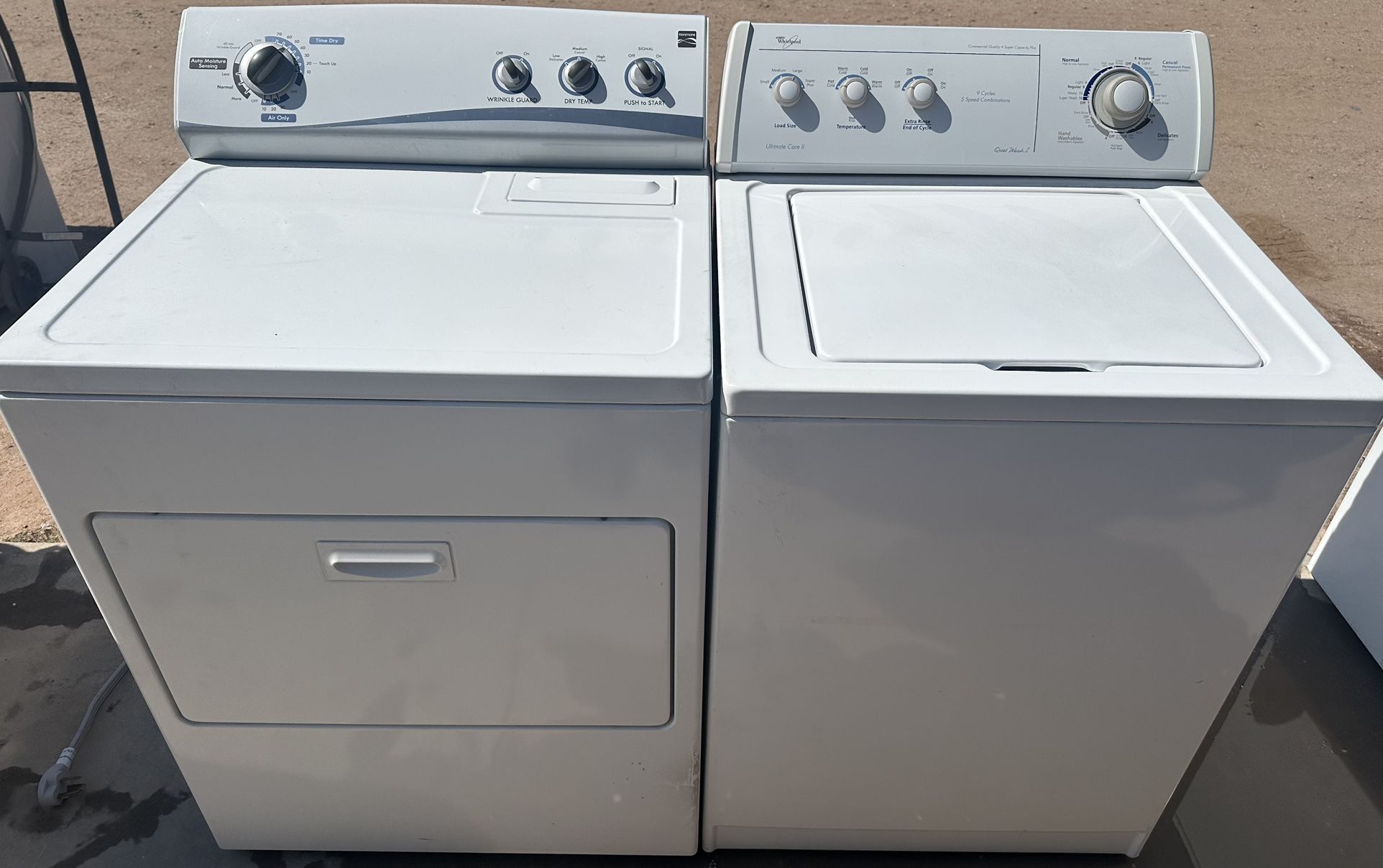 4.5cu Heavy Duty Whirpool Washer Kenmore Electric Dryer Set