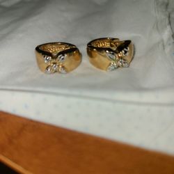 14k Gold Plated DIAMOND EARINGS