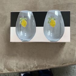 Two Rachel Zoe Stemless Glasses