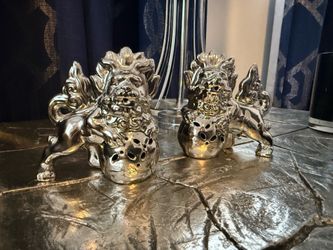 Two Asian Chrome Figurines